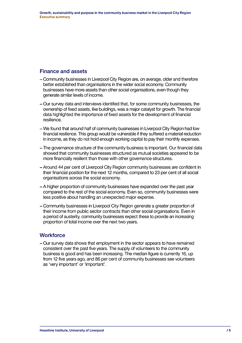Growth, sustainability and purpose in the community business market in the Liverpool City Region Executive summary
