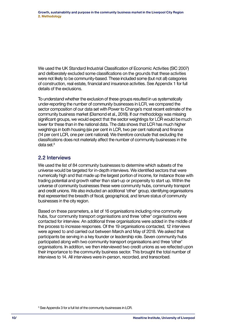 Growth, sustainability and purpose in the community business market in the Liverpool City Region 2. Methodology