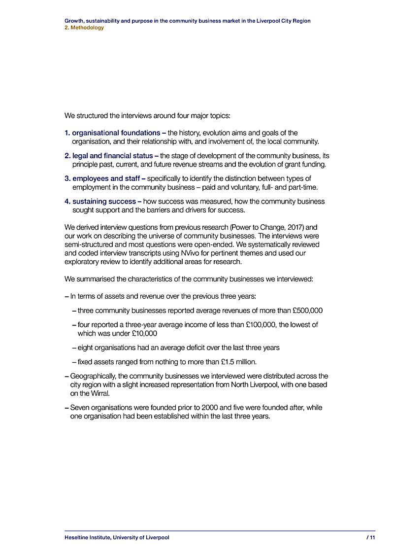 Growth, sustainability and purpose in the community business market in the Liverpool City Region 2. Methodology