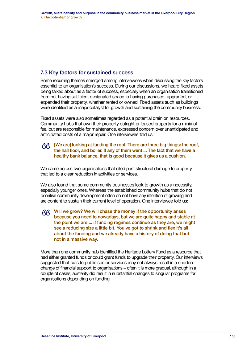 Growth, sustainability and purpose in the community business market in the Liverpool City Region 7. The potential for growth