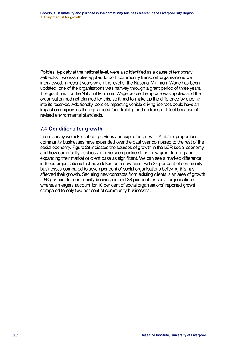 Growth, sustainability and purpose in the community business market in the Liverpool City Region 7. The potential for growth