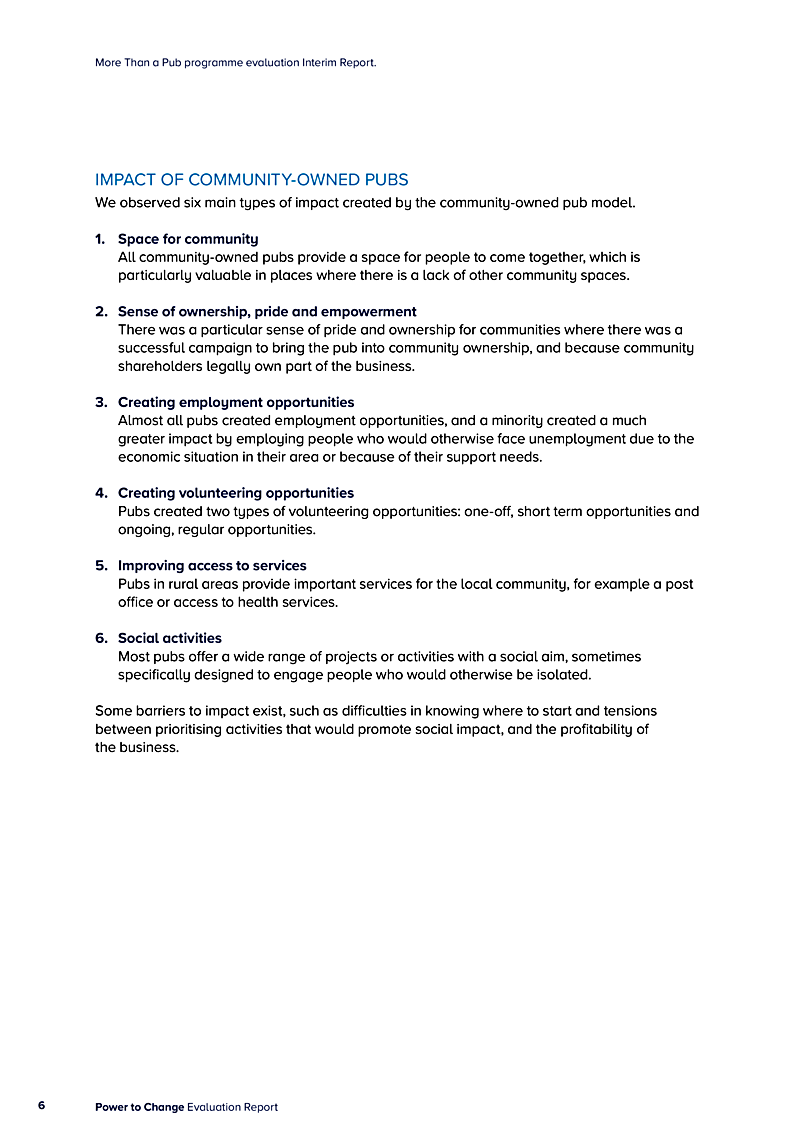 More Than a Pub programme evaluation Interim Report.