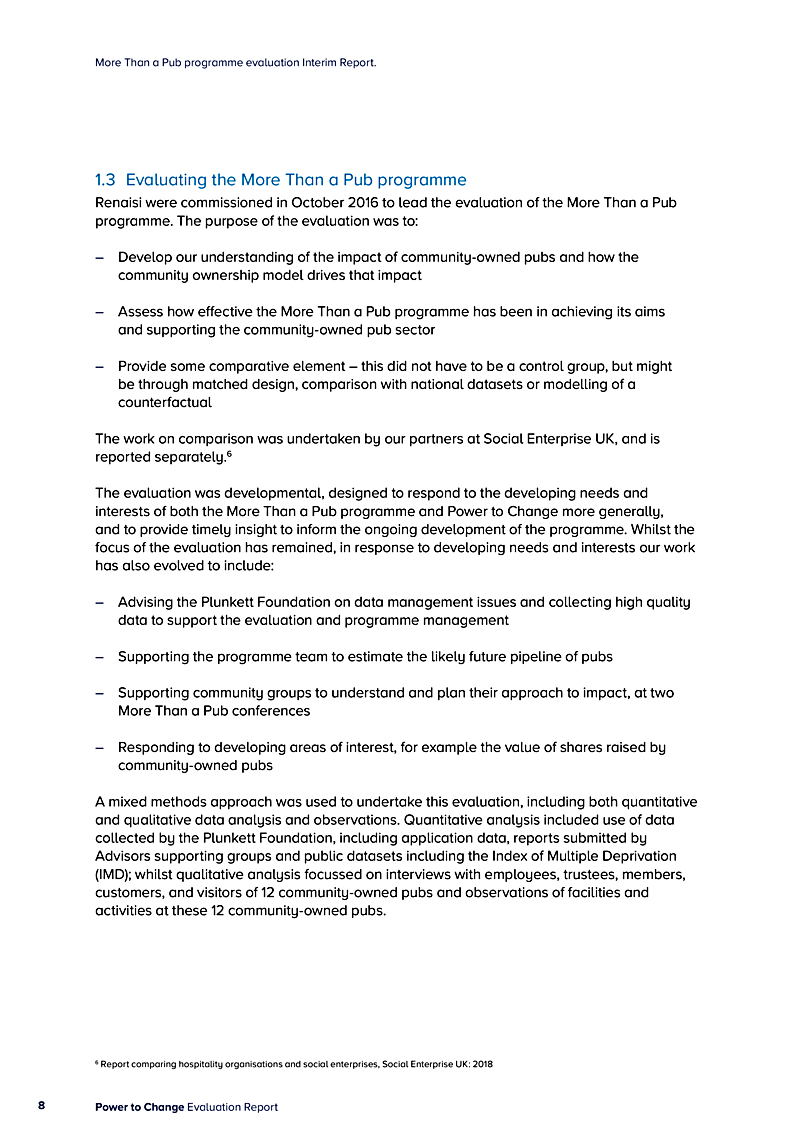 More Than a Pub programme evaluation Interim Report.