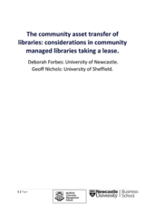 The community asset transfer of libraries: considerations in community
