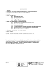 REPORT CONTENT Summary 1. Background - The transfer of libraries in Northtown to community management 2. The national context of community asset transfer of libraries 3. Methods 4. Results taking a lease