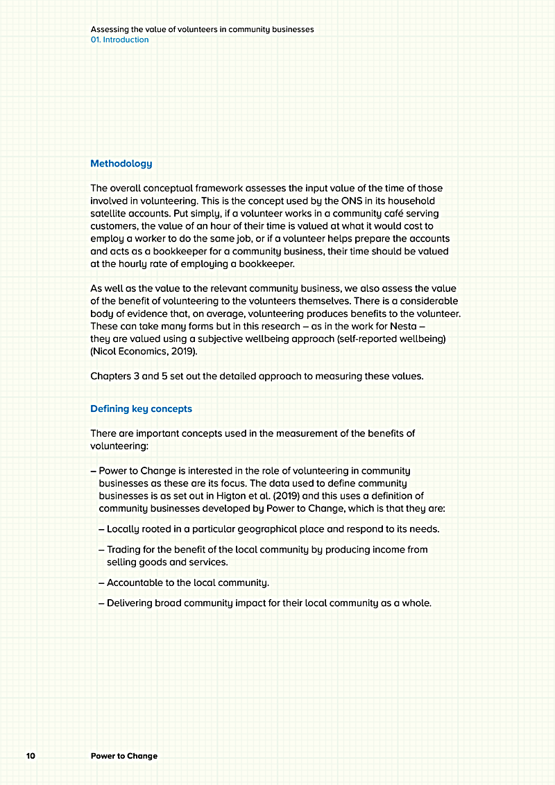 Assessing the value of volunteers in community businesses 01. Introduction