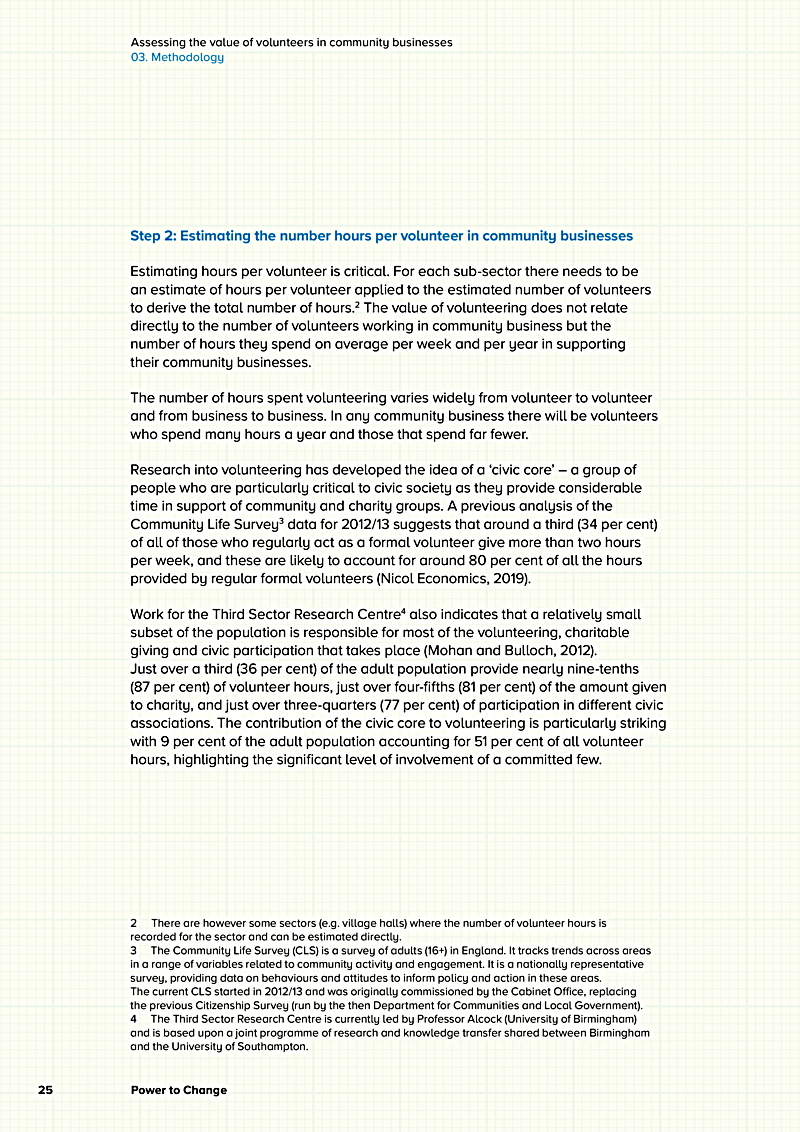 Assessing the value of volunteers in community businesses 03. Methodology