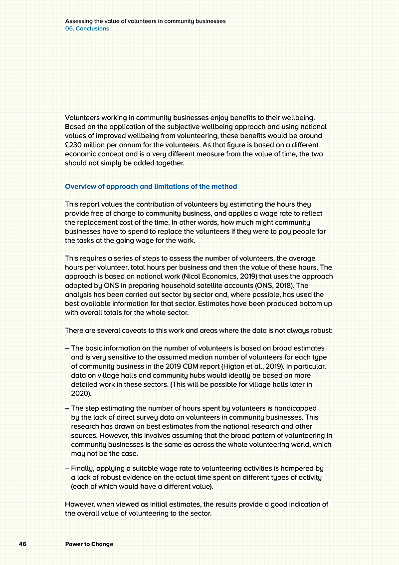 Assessing the value of volunteers in community businesses 06. Conclusions