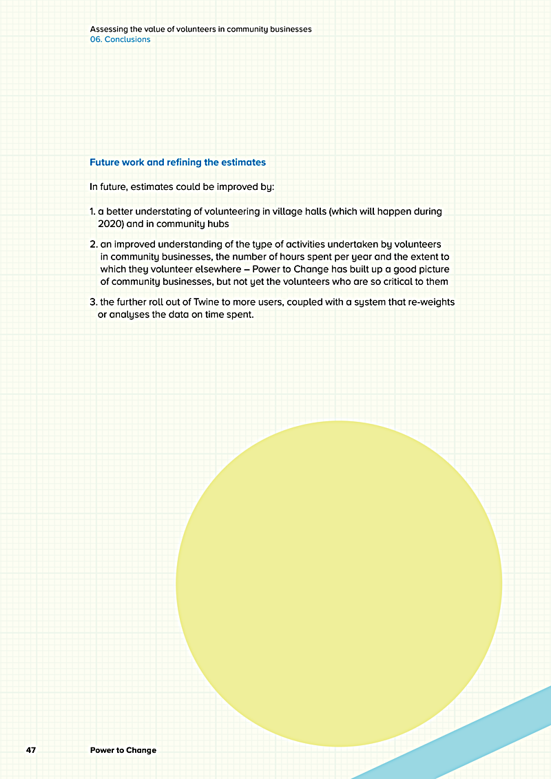 Assessing the value of volunteers in community businesses 06. Conclusions