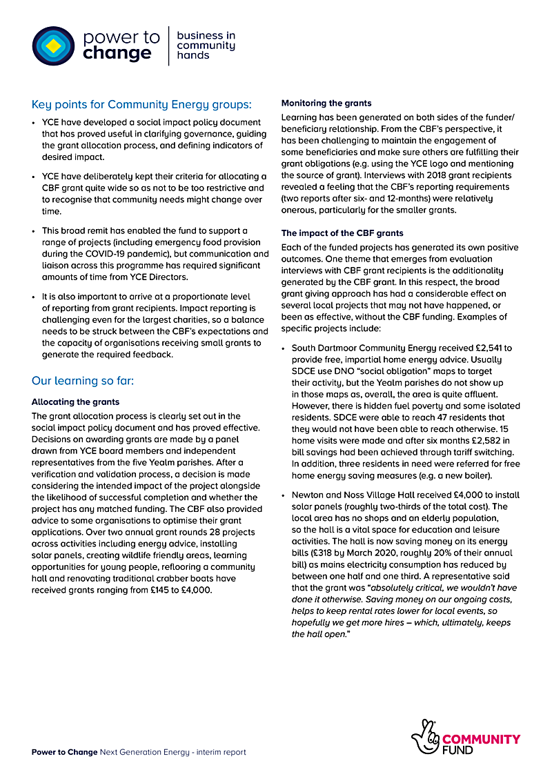 Key points for Community Energy groups: