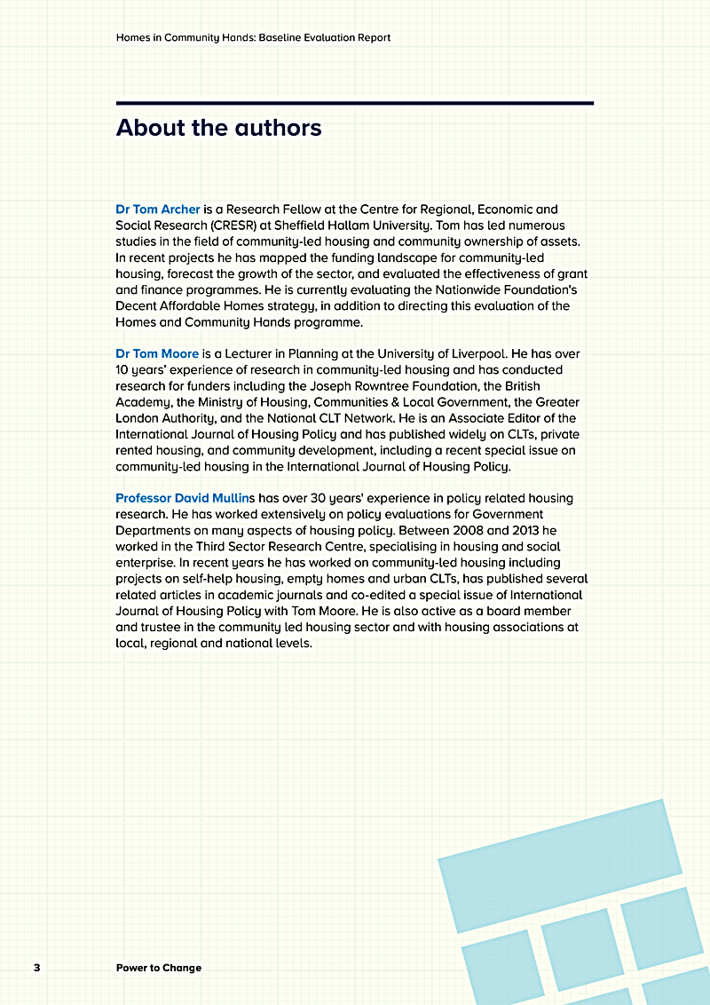 Homes in Community Hands: Baseline Evaluation Report