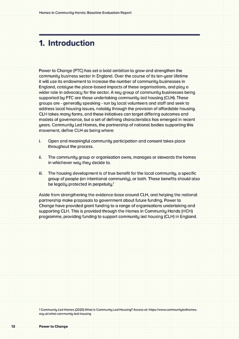 Homes in Community Hands: Baseline Evaluation Report