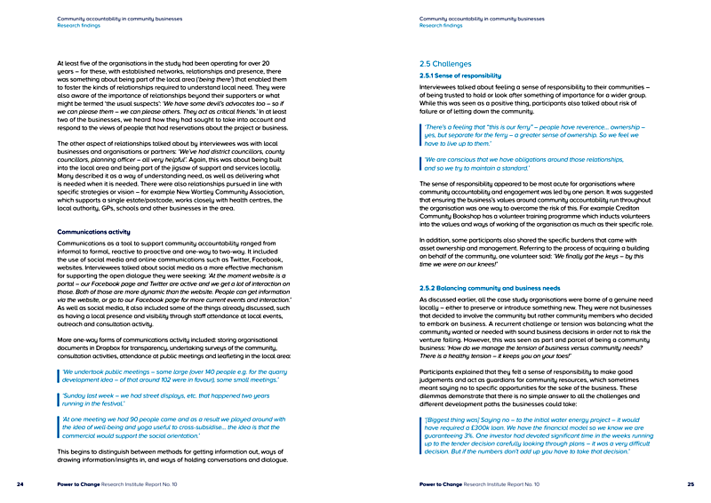 Community accountability in community businesses Research findings