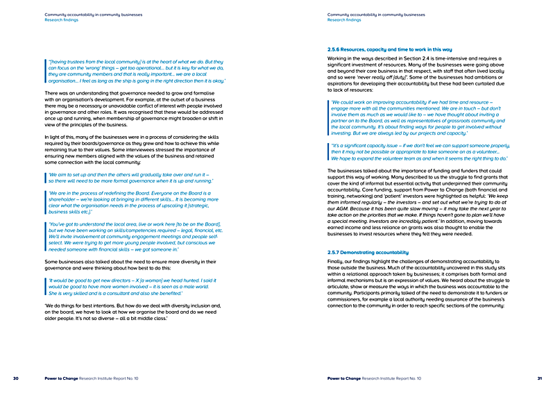 Community accountability in community businesses Research findings