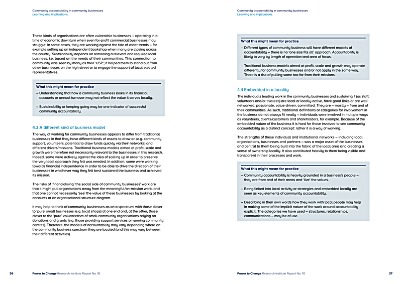 Community accountability in community businesses Learning and implications