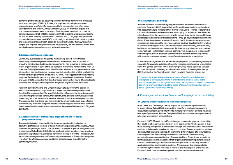Community accountability in community businesses Appendix 2: Learning from the literature on community accountability