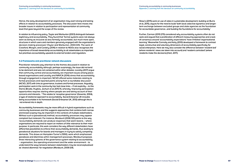 Community accountability in community businesses Appendix 2: Learning from the literature on community accountability