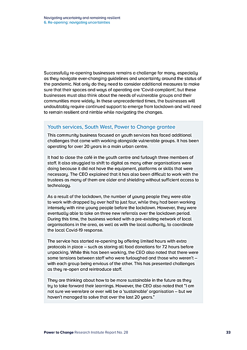 Navigating uncertainty and remaining resilient 6. Re-opening: navigating uncertainties