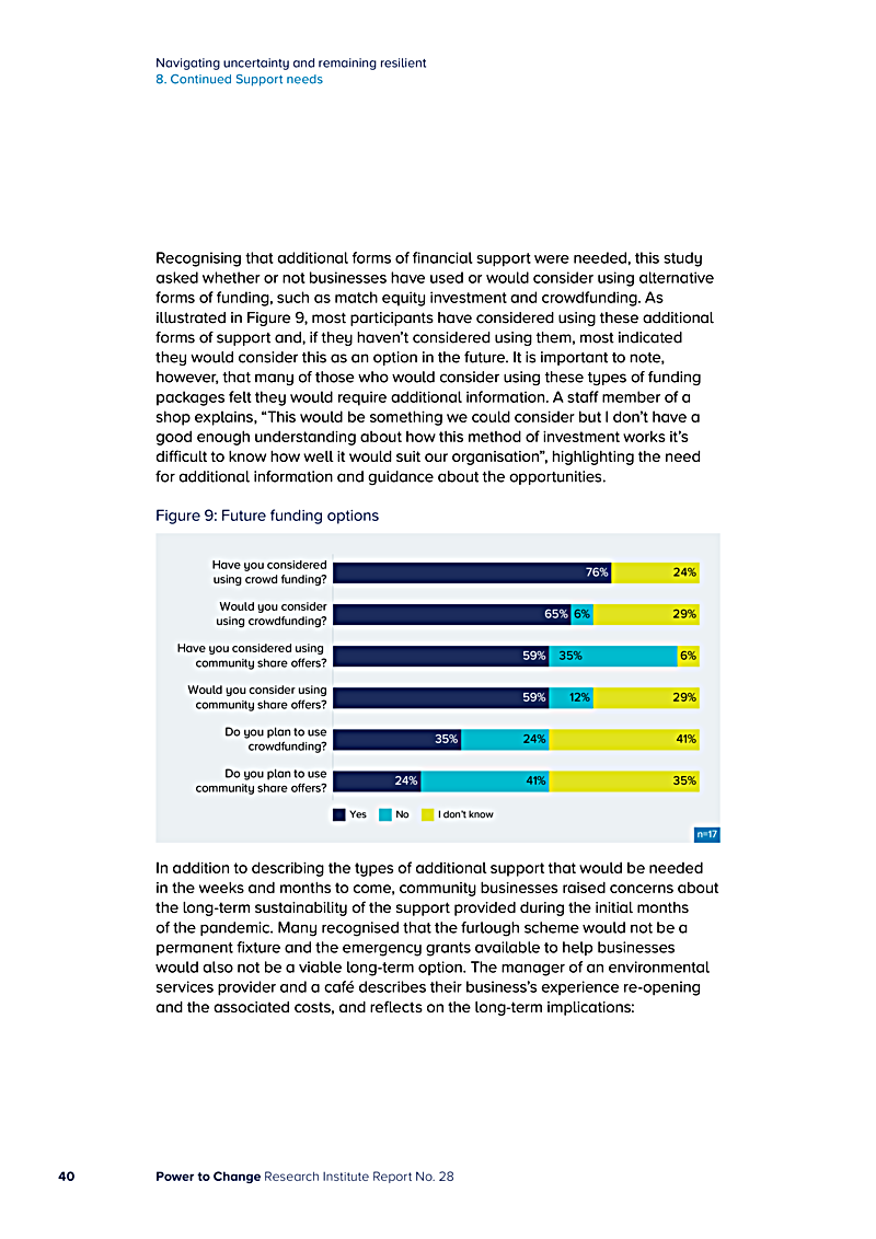 Navigating uncertainty and remaining resilient 8. Continued Support needs