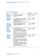 Systematic review of community business related approaches to health and social care Appendix 4: Quality assessment forms