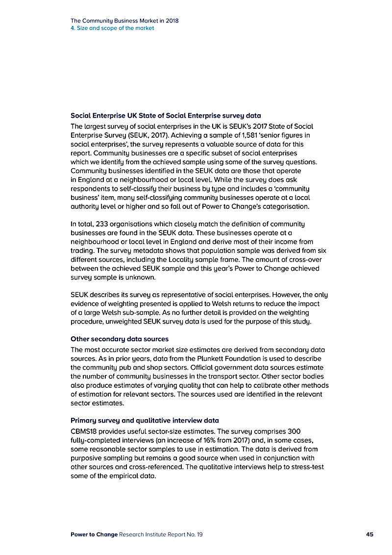 The Community Business Market in 2018 4. Size and scope of the market