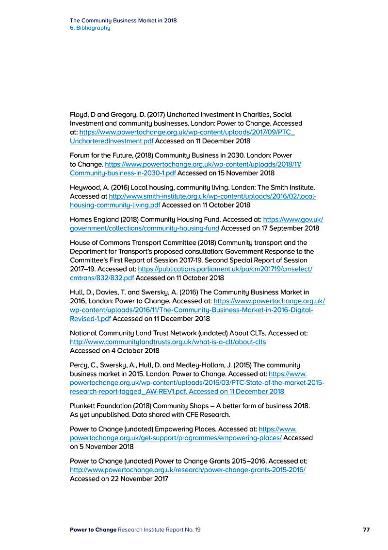 The Community Business Market in 2018 6. Bibliography
