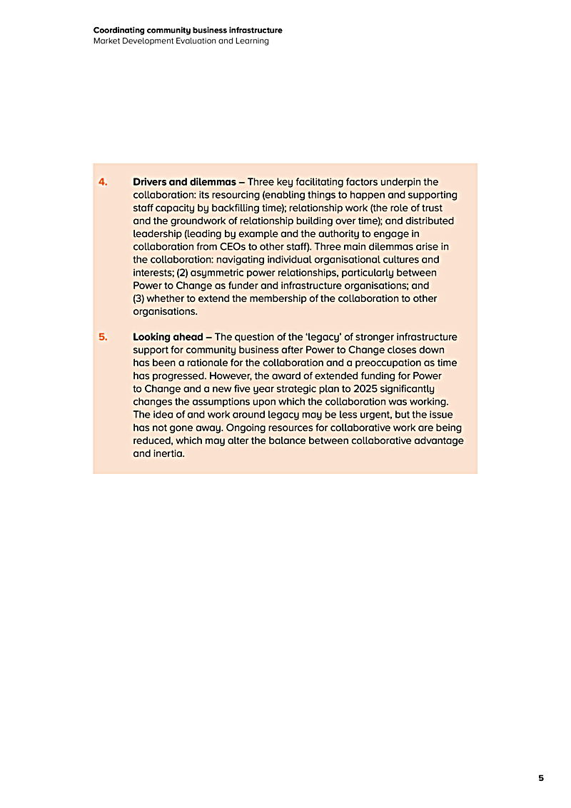 Coordinating community business infrastructure Market Development Evaluation and Learning