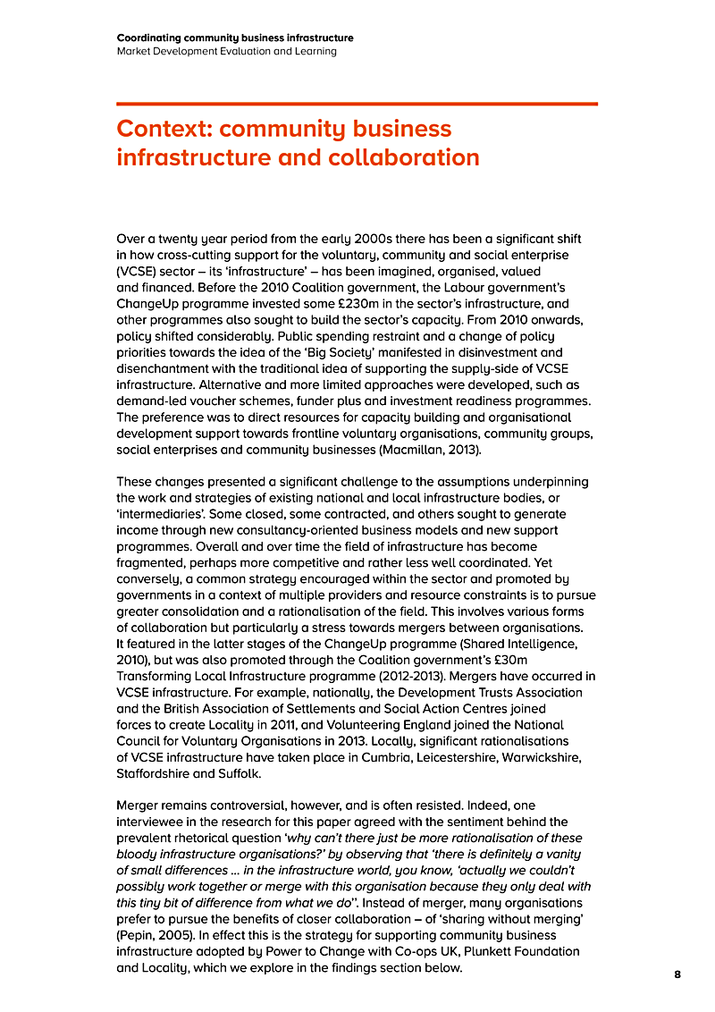 Coordinating community business infrastructure Market Development Evaluation and Learning