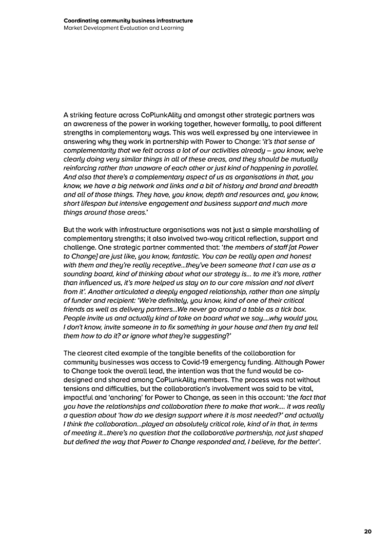 Coordinating community business infrastructure Market Development Evaluation and Learning