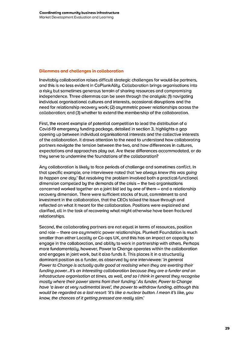 Coordinating community business infrastructure Market Development Evaluation and Learning