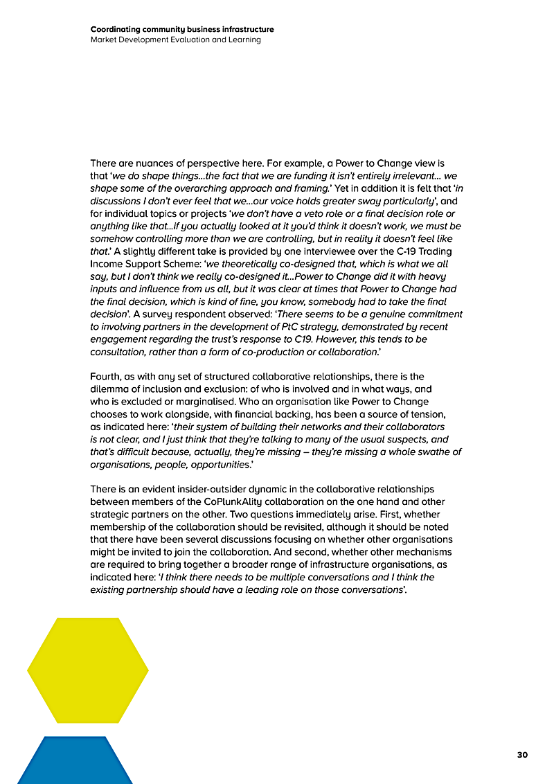 Coordinating community business infrastructure Market Development Evaluation and Learning