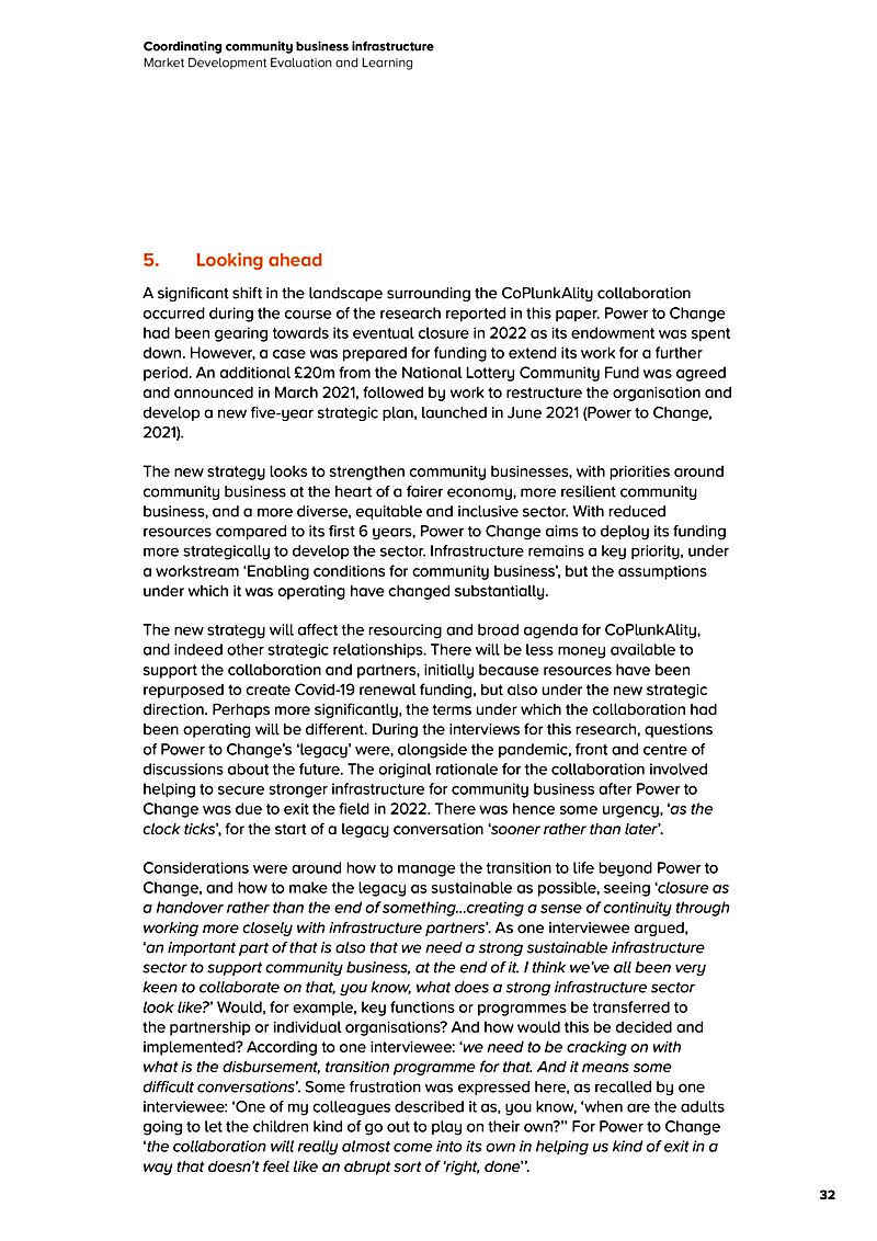 Coordinating community business infrastructure Market Development Evaluation and Learning