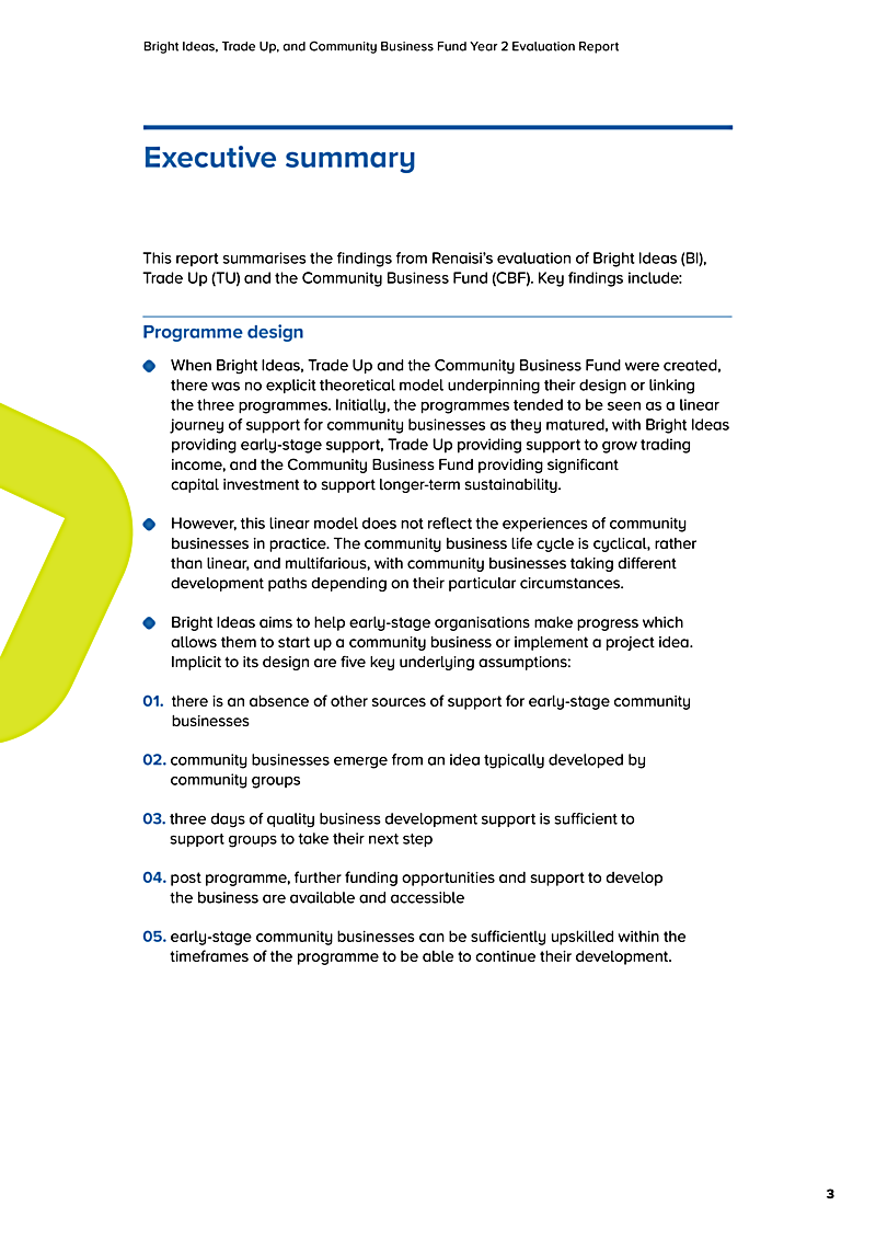 Bright Ideas, Trade Up, and Community Business Fund Year 2 Evaluation Report