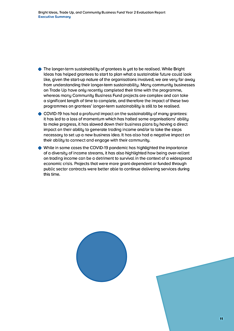 Bright Ideas, Trade Up, and Community Business Fund Year 2 Evaluation Report Executive Summary