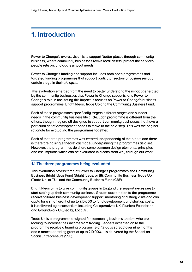 Bright Ideas, Trade Up, and Community Business Fund Year 2 Evaluation Report