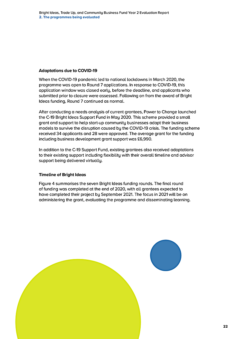 Bright Ideas, Trade Up, and Community Business Fund Year 2 Evaluation Report 2. The programmes being evaluated