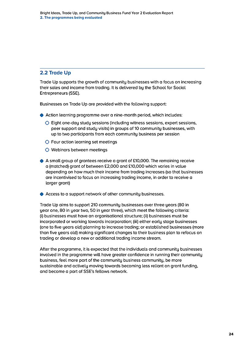 Bright Ideas, Trade Up, and Community Business Fund Year 2 Evaluation Report 2. The programmes being evaluated