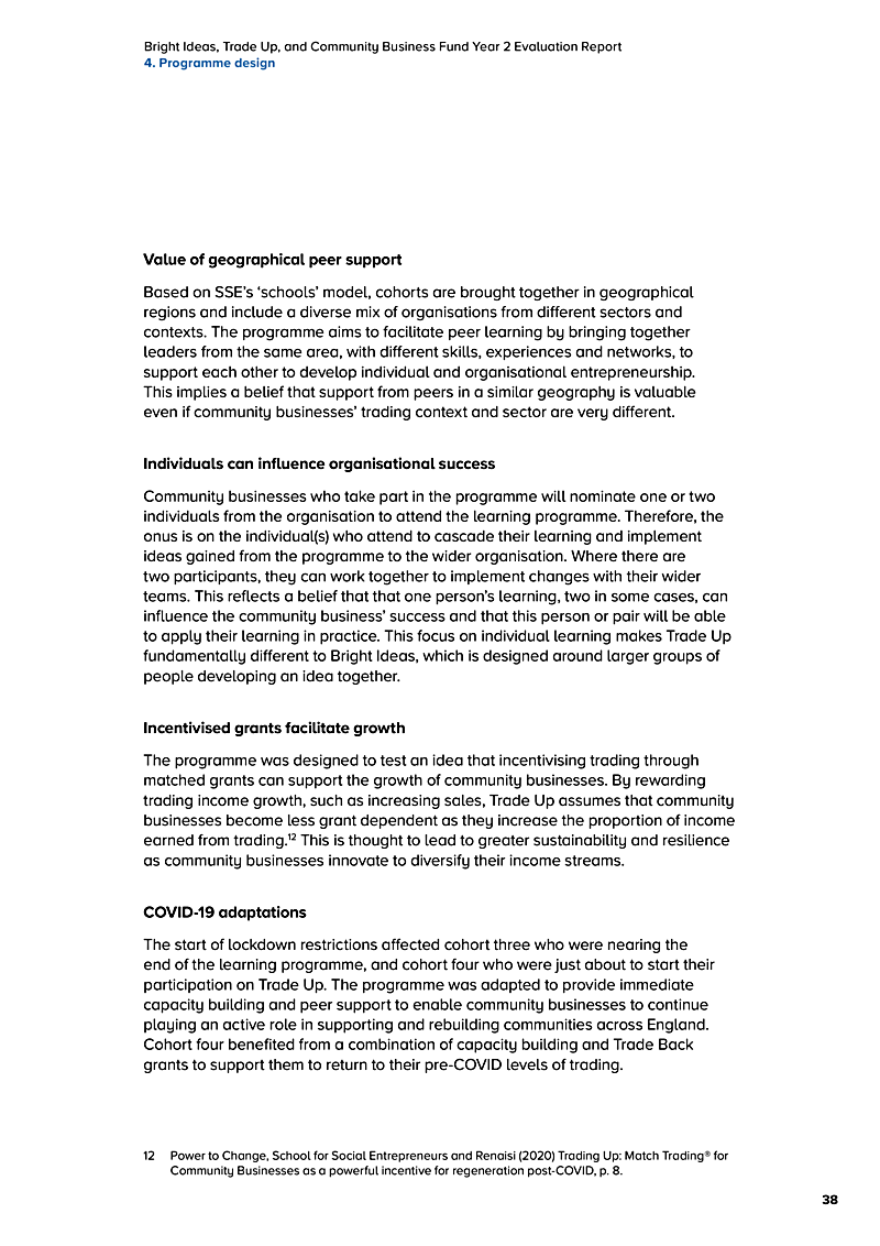 Bright Ideas, Trade Up, and Community Business Fund Year 2 Evaluation Report 4. Programme design