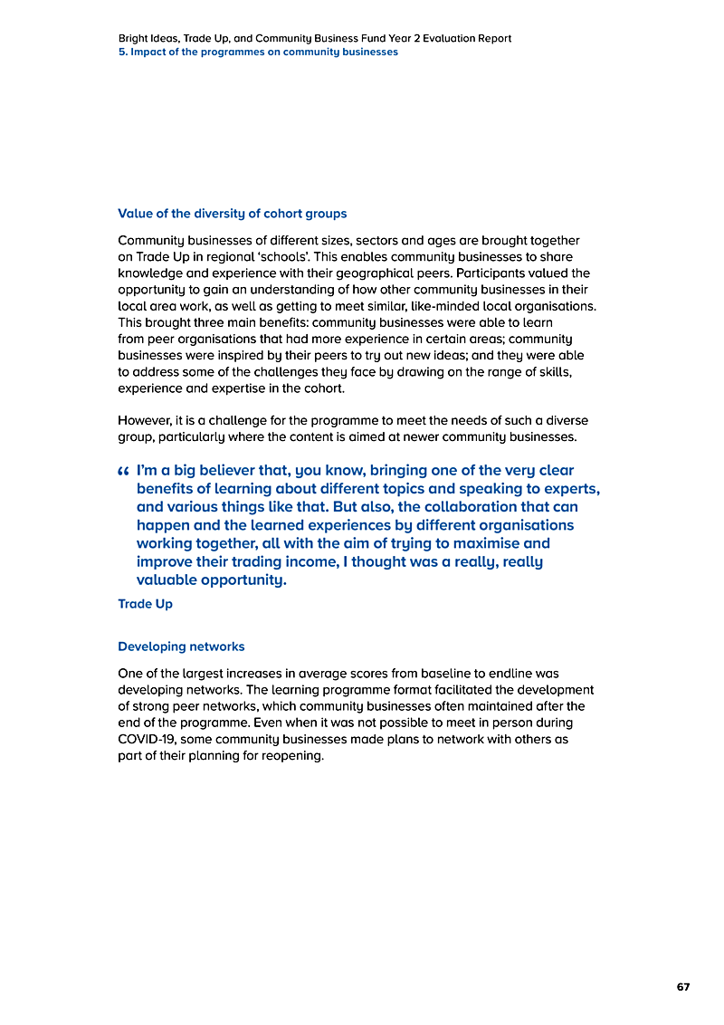 Bright Ideas, Trade Up, and Community Business Fund Year 2 Evaluation Report 5. Impact of the programmes on community businesses
