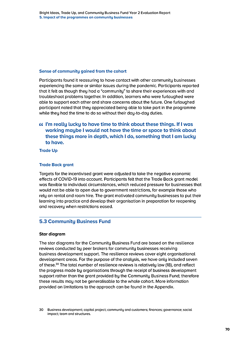Bright Ideas, Trade Up, and Community Business Fund Year 2 Evaluation Report 5. Impact of the programmes on community businesses