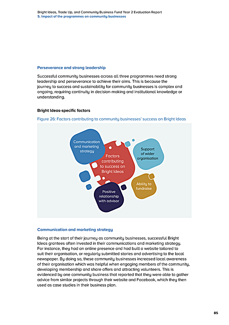 Bright Ideas, Trade Up, and Community Business Fund Year 2 Evaluation Report 5. Impact of the programmes on community businesses