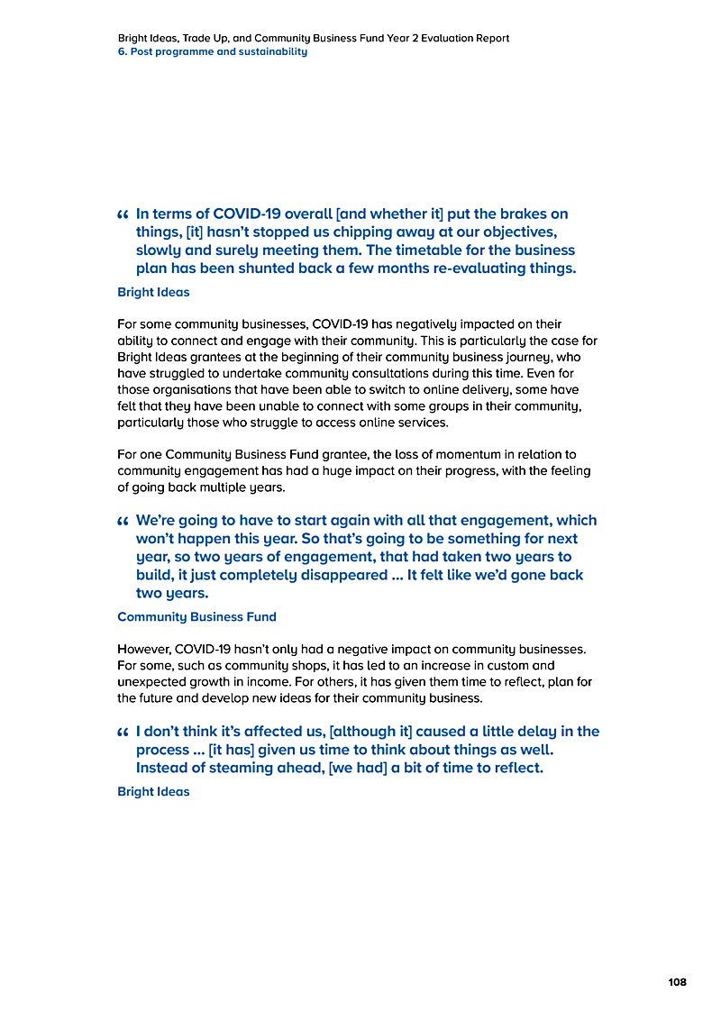 Bright Ideas, Trade Up, and Community Business Fund Year 2 Evaluation Report 6. Post programme and sustainability