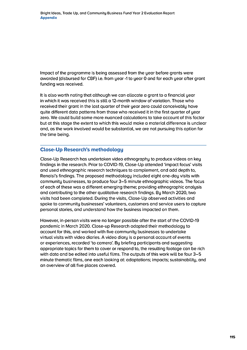 Bright Ideas, Trade Up, and Community Business Fund Year 2 Evaluation Report Appendix