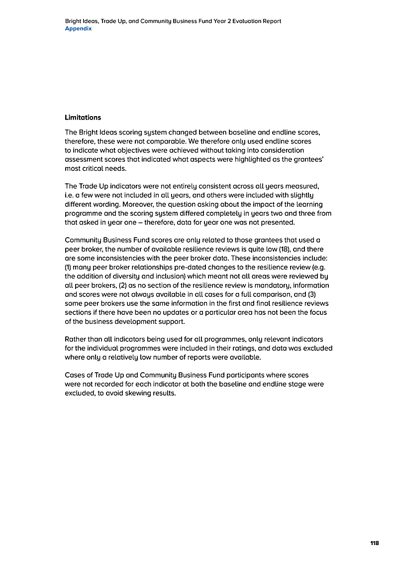 Bright Ideas, Trade Up, and Community Business Fund Year 2 Evaluation Report Appendix