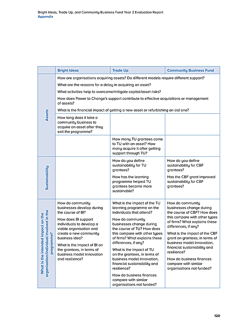 Bright Ideas, Trade Up, and Community Business Fund Year 2 Evaluation Report Appendix