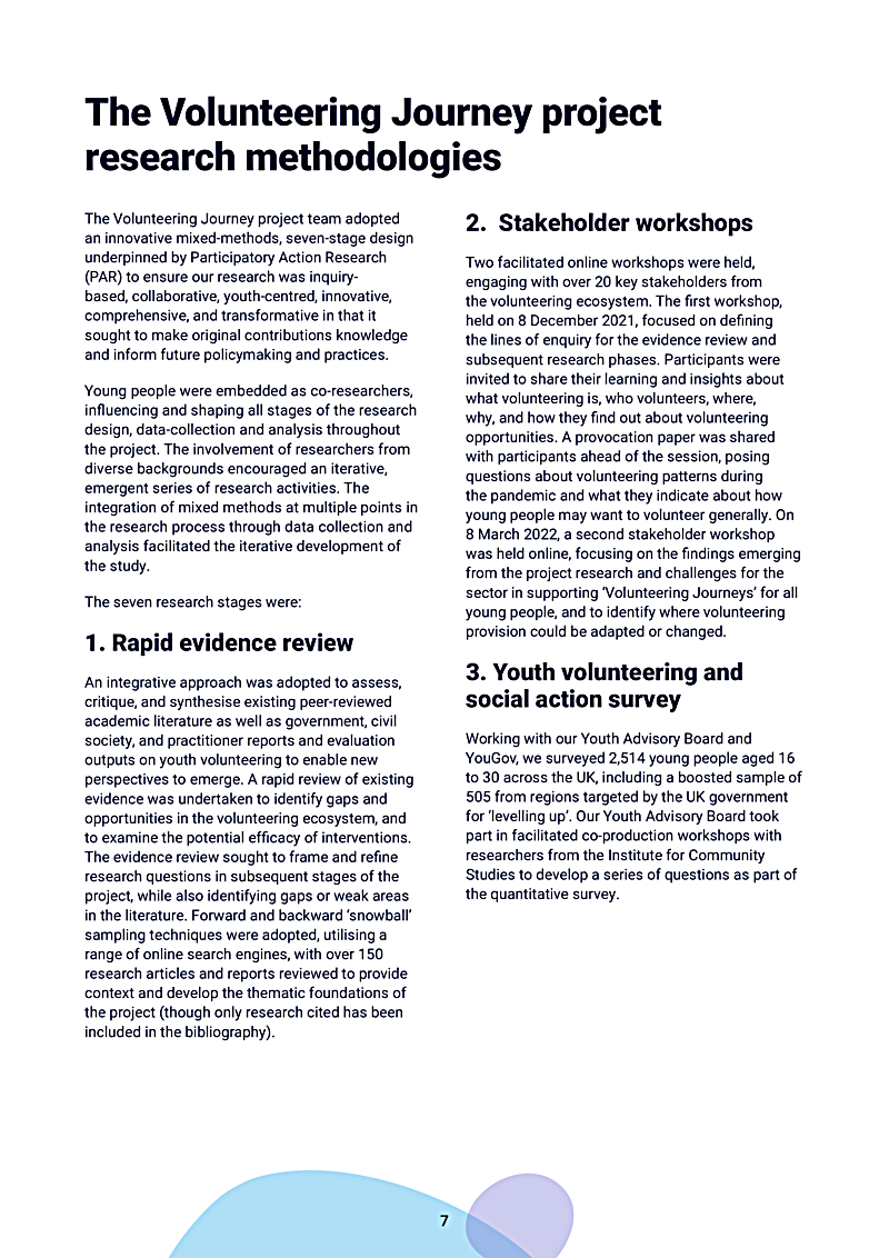 The Volunteering Journey project research methodologies