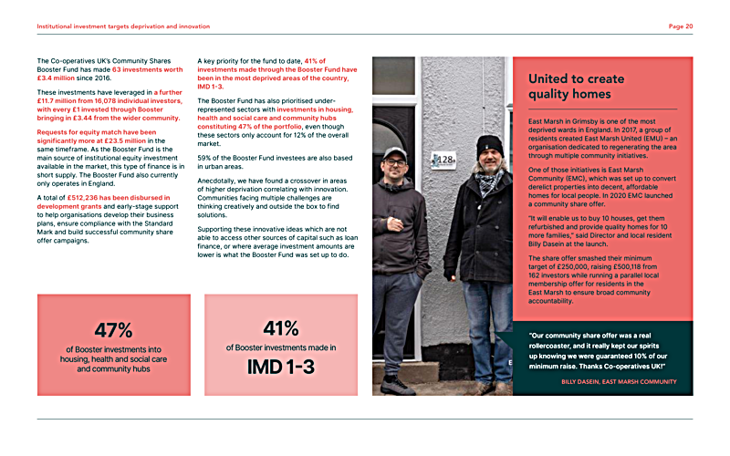 Institutional investment targets deprivation and innovation