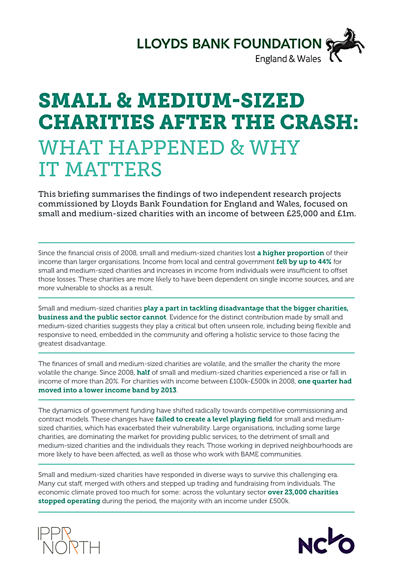 SMALL & MEDIUM-SIZED CHARITIES AFTER THE CRASH: WHAT HAPPENED & WHY IT MATTERS
