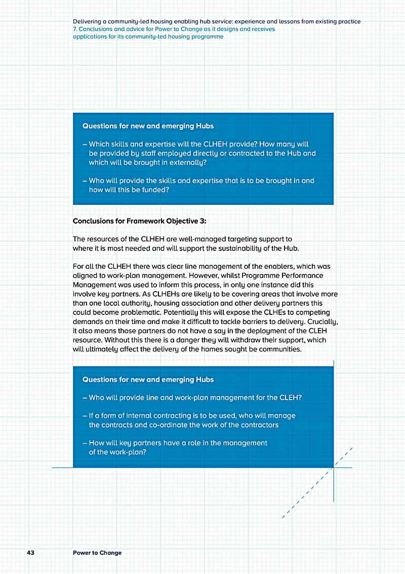 Delivering a community-led housing enabling hub service: experience and lessons from existing practice 7. Conclusions and advice for Power to Change as it designs and receives applications for its community-led housing programme