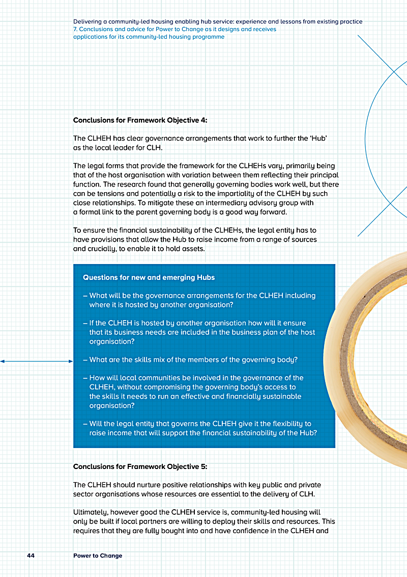 Delivering a community-led housing enabling hub service: experience and lessons from existing practice 7. Conclusions and advice for Power to Change as it designs and receives applications for its community-led housing programme